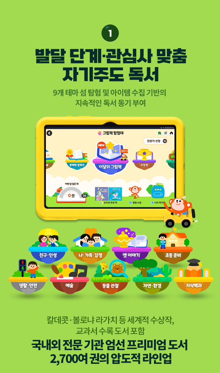 �������� Ű�� ���� �е� �� '�׸�å Ž���' ���� ȭ��. 9���� �׸�, ������ ���� Ȱ���� �н� ���� ������ ���� ������ ���� �ý����� ���յ� �ڱ��ֵ� ���� ȯ�� ����.